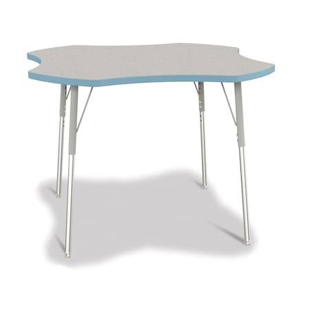 Jonti-Craft Berries Four Leaf Activity Table, A-height, Freckled Gray/Coastal Blue/Gray 6453JCA131